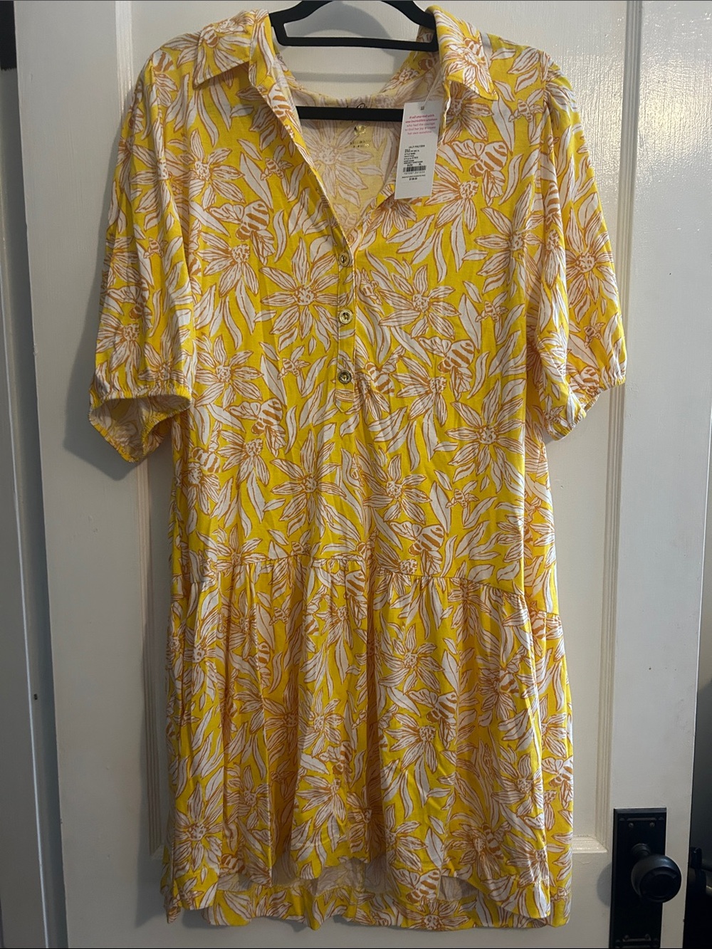 Lilly Pulitzer Yellow & White Floral Collared Tunic Dress